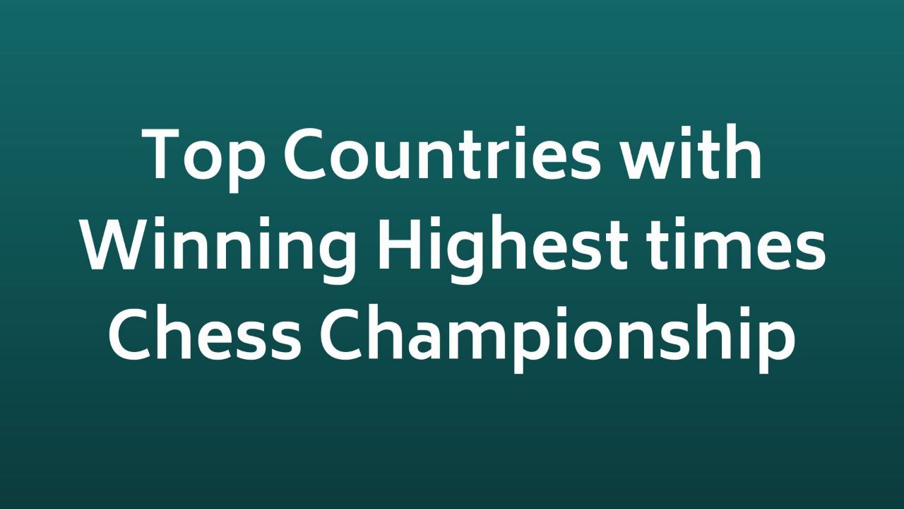 Top Countries With Winning Highest Time Chess Championship